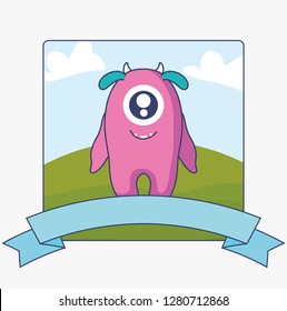 cute monster card in the field