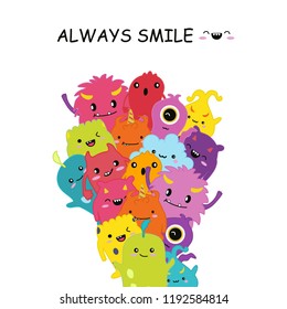 cute monster cartoon always smile