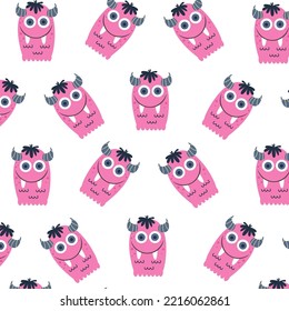 Cute monster cartoon character pattern collection suitable for textile design