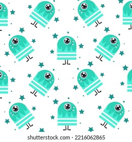 Cute monster cartoon character pattern collection suitable for textile design