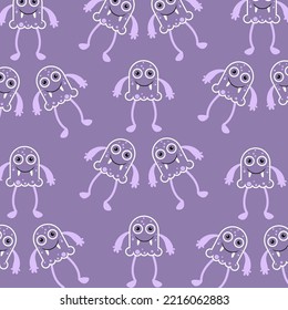 Cute monster cartoon character pattern collection suitable for textile design