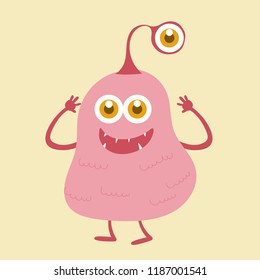 Cute monster cartoon character smile with happiness vector illustration eps10