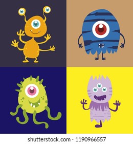 Cute monster cartoon character smile with happiness vector illustration eps10