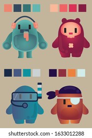 Cute monster cartoon character cartoon vector set