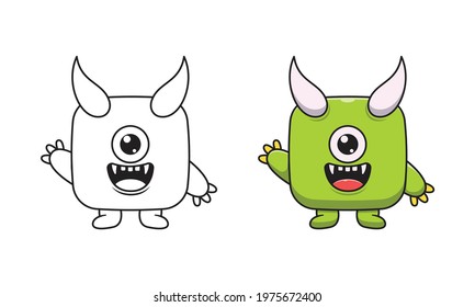 Cute monster cartoon coloring pages