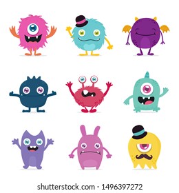 cute monster cartoon design collection design for logo and print product - vector