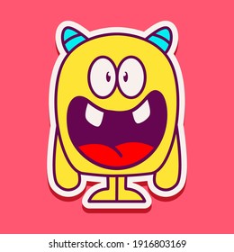 cute monster cartoon doodle design for coloring, backgrounds, stickers, logos, symbol, icons and more