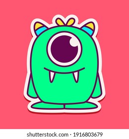 cute monster cartoon doodle design for coloring, backgrounds, stickers, logos, symbol, icons and more