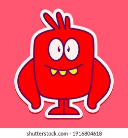 cute monster cartoon doodle design for coloring, backgrounds, stickers, logos, symbol, icons and more