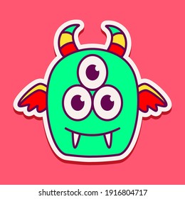 cute monster cartoon doodle design for coloring, backgrounds, stickers, logos, symbol, icons and more