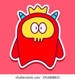 cute monster cartoon doodle design for coloring, backgrounds, stickers, logos, symbol, icons and more