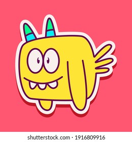 cute monster cartoon doodle design for coloring, backgrounds, stickers, logos, symbol, icons and more