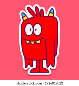 cute monster cartoon doodle design for coloring, backgrounds, stickers, logos, symbol, icons and more