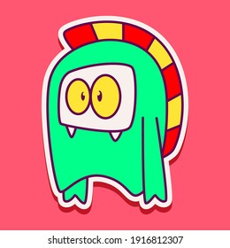 cute monster cartoon doodle design for coloring, backgrounds, stickers, logos, symbol, icons and more