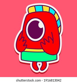 cute monster cartoon doodle design for coloring, backgrounds, stickers, logos, symbol, icons and more