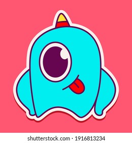 cute monster cartoon doodle design for coloring, backgrounds, stickers, logos, symbol, icons and more