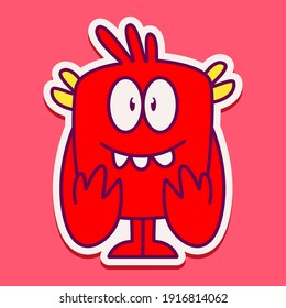 cute monster cartoon doodle design for coloring, backgrounds, stickers, logos, symbol, icons and more
