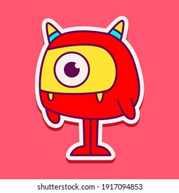 cute monster cartoon doodle design for coloring, backgrounds, stickers, logos, symbol, icons and more