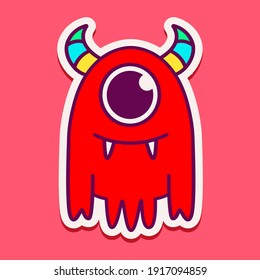 cute monster cartoon doodle design for coloring, backgrounds, stickers, logos, symbol, icons and more