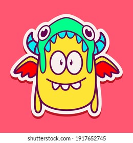 cute monster cartoon doodle design for coloring, backgrounds, stickers, logos, symbol, icons and more