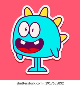 cute monster cartoon doodle design for coloring, backgrounds, stickers, logos, symbol, icons and more