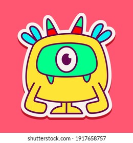 cute monster cartoon doodle design for coloring, backgrounds, stickers, logos, symbol, icons and more