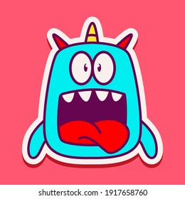 cute monster cartoon doodle design for coloring, backgrounds, stickers, logos, symbol, icons and more