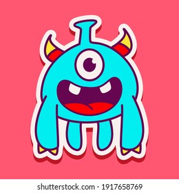 cute monster cartoon doodle design for coloring, backgrounds, stickers, logos, symbol, icons and more