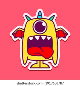 cute monster cartoon doodle design for coloring, backgrounds, stickers, logos, symbol, icons and more