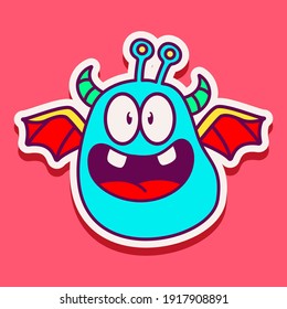 cute monster cartoon doodle design for coloring, backgrounds, stickers, logos, symbol, icons and more