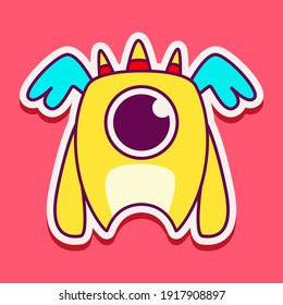 cute monster cartoon doodle design for coloring, backgrounds, stickers, logos, symbol, icons and more