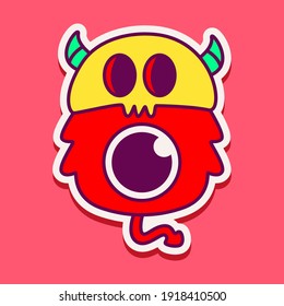 cute monster cartoon doodle design for coloring, backgrounds, stickers, logos, symbol, icons and more