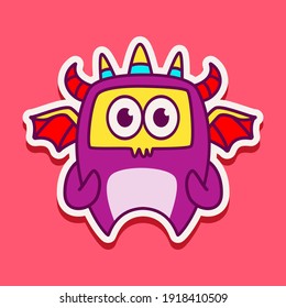 cute monster cartoon doodle design for coloring, backgrounds, stickers, logos, symbol, icons and more