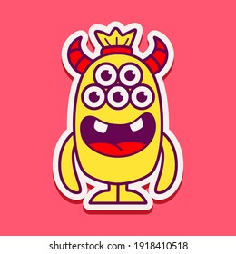 cute monster cartoon doodle design for coloring, backgrounds, stickers, logos, symbol, icons and more