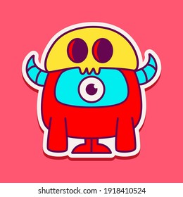 cute monster cartoon doodle design for coloring, backgrounds, stickers, logos, symbol, icons and more