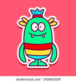 cute monster cartoon doodle design for coloring, backgrounds, stickers, logos, symbol, icons and more