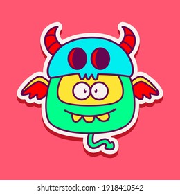 cute monster cartoon doodle design for coloring, backgrounds, stickers, logos, symbol, icons and more