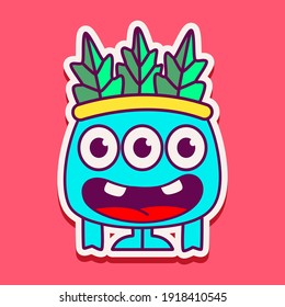 cute monster cartoon doodle design for coloring, backgrounds, stickers, logos, symbol, icons and more