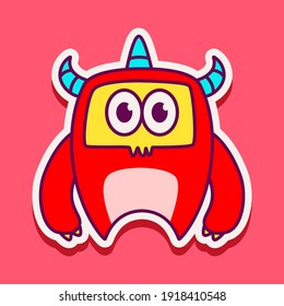 cute monster cartoon doodle design for coloring, backgrounds, stickers, logos, symbol, icons and more