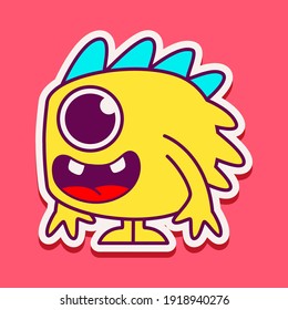 cute monster cartoon doodle design for coloring, backgrounds, stickers, logos, symbol, icons and more