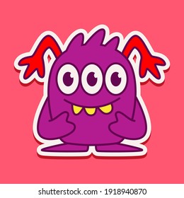cute monster cartoon doodle design for coloring, backgrounds, stickers, logos, symbol, icons and more