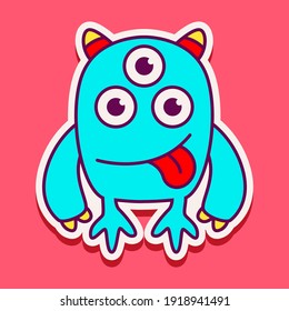 cute monster cartoon doodle design for coloring, backgrounds, stickers, logos, symbol, icons and more