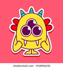cute monster cartoon doodle design for coloring, backgrounds, stickers, logos, symbol, icons and more