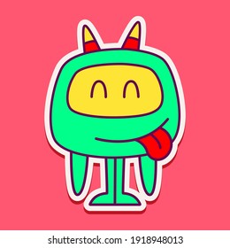 cute monster cartoon doodle design for coloring, backgrounds, stickers, logos, symbol, icons and more