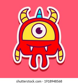 cute monster cartoon doodle design for coloring, backgrounds, stickers, logos, symbol, icons and more