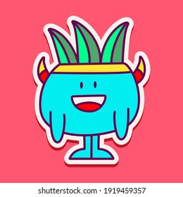 cute monster cartoon doodle design for coloring, backgrounds, stickers, logos, symbol, icons and more