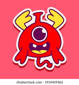 cute monster cartoon doodle design for coloring, backgrounds, stickers, logos, symbol, icons and more