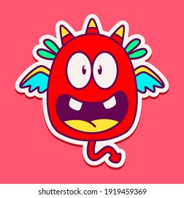 cute monster cartoon doodle design for coloring, backgrounds, stickers, logos, symbol, icons and more