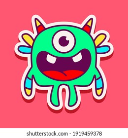 cute monster cartoon doodle design for coloring, backgrounds, stickers, logos, symbol, icons and more