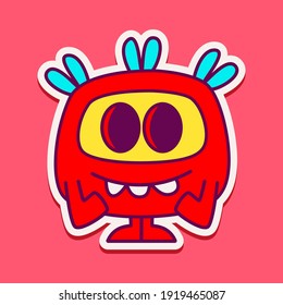 cute monster cartoon doodle design for coloring, backgrounds, stickers, logos, symbol, icons and more